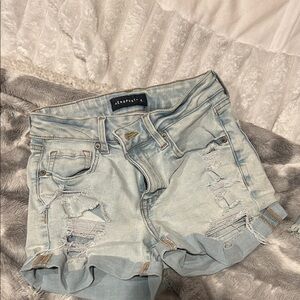 Aeropostale Light Wash Ripped Jean Shorts